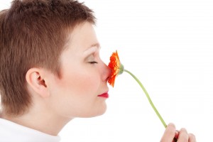 Smelling flower